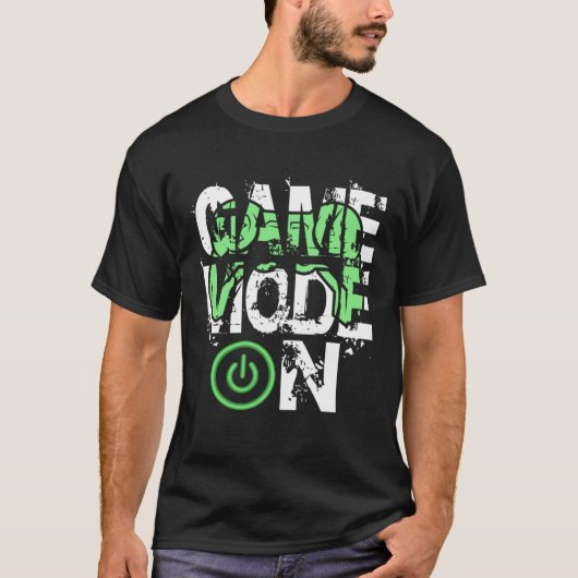 Game Mode ON Cool Gritty Style Video Gamer Novelty Tシャツ (正面)