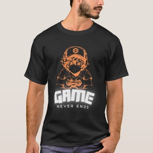 Game Never Ends Gamer Art Tee Tシャツ (正面)