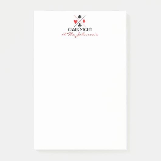 Game Night Personalized Playing Cards Scorepad ポストイット (正面)