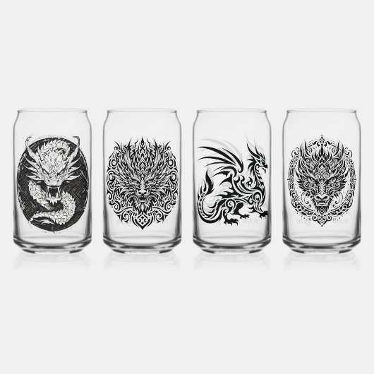 Game Night Unique Dragons 4 Personalize Text ガラス缶 (裏面)