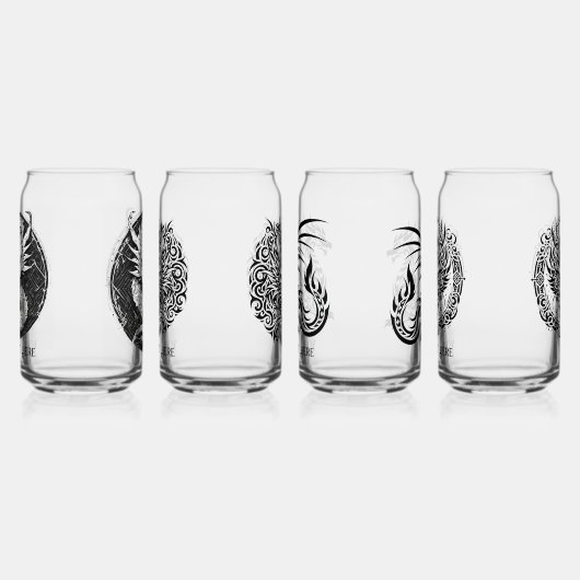 Game Night Unique Dragons 4 Personalize Text ガラス缶 (左)