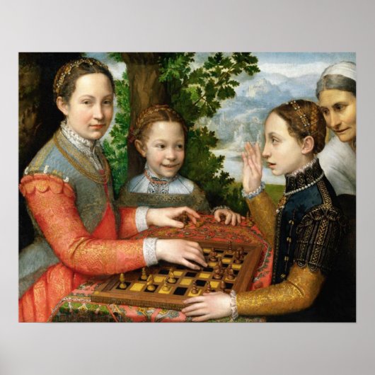 Game of Chess by Sofonisba Anguissola - Circa 1555 ポスター (正面)
