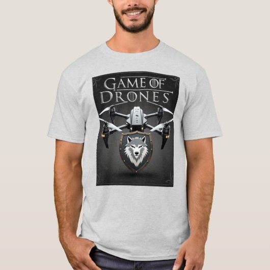 Game of Drones – Stark Direwolf Drone Emblem Tシャツ (正面)