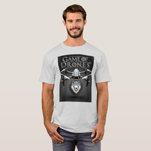 Game of Drones – Stark Direwolf Drone Emblem Tシャツ (正面フル)