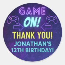 GAME ON! ネオン ゲーミング ステッカー - ジョナサン12歳の誕生日
