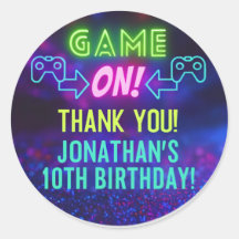GAME ON! ネオン ゲーミング ステッカー - ジョナサン 10歳の誕生日