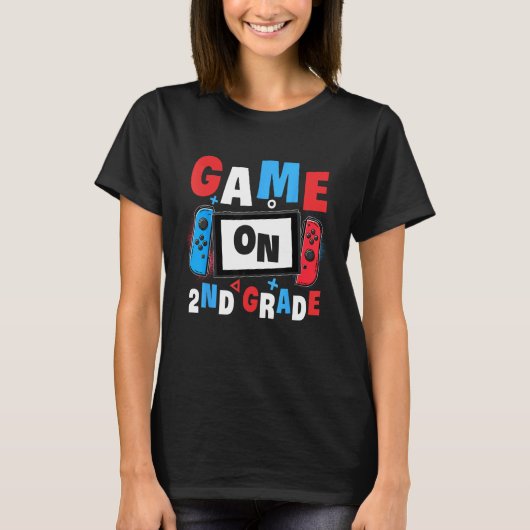 Game On 2nd Grade Gaming Gamer Back To School Stud Tシャツ (正面)