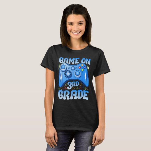 Game On 3rd Grade Back To School Third Grade Video Tシャツ (正面フル)
