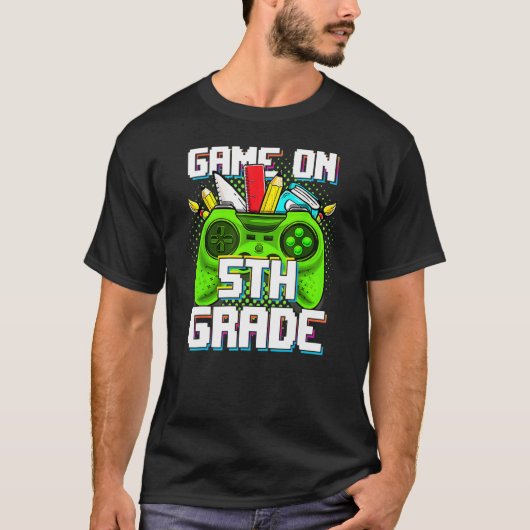 Game On 5th Grade Video Game Boys Back To School F Tシャツ (正面)