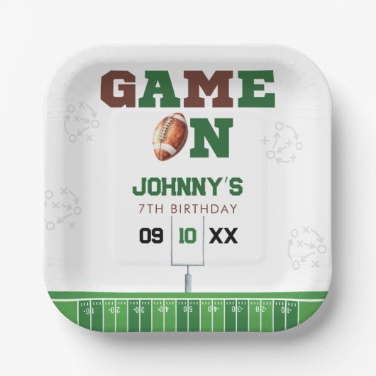 Game On American Football Birthday ペーパープレート (正面)