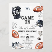 Game On American Football Birthday  招待状 (正面/裏面)