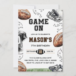Game On Football Birthday Party Invitation 招待状