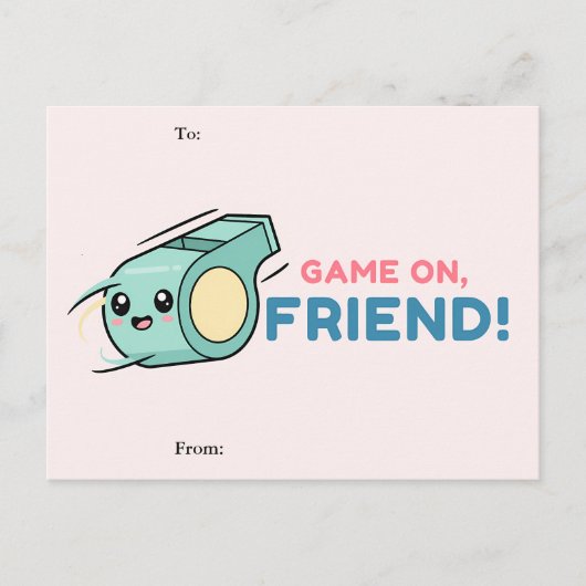 Game On Friend Valentine Card シーズンポストカード (正面)