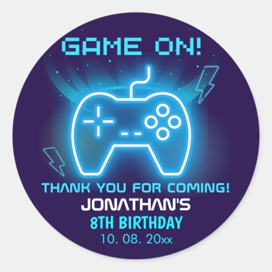 Game on, Funny Birthday Boy ラウンドシール (正面)