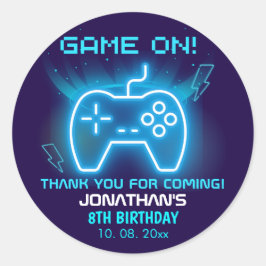 Game on, Funny Birthday Boy ラウンドシール