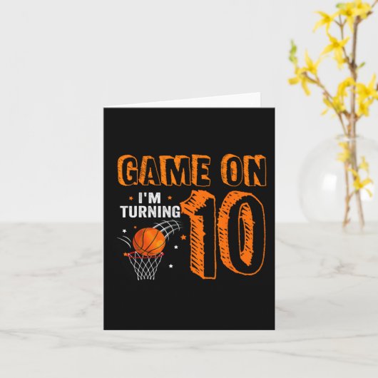 Game On I's Turning 10 Basketball 10誕生日B カード (黄色い花)