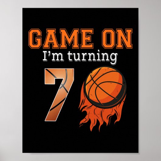 Game-On I's Turning 7 Basketball 7誕生日Boy ポスター (正面)