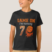 Game-On I's Turning 7 Basketball 7誕生日Boy Tシャツ (正面)