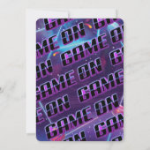 Game On Laserラベルカラフル銀河系誕生日 招待状 (裏面)