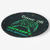 Game On Neonビデオゲーム誕生日パーティー ペーパープレート (アングル)