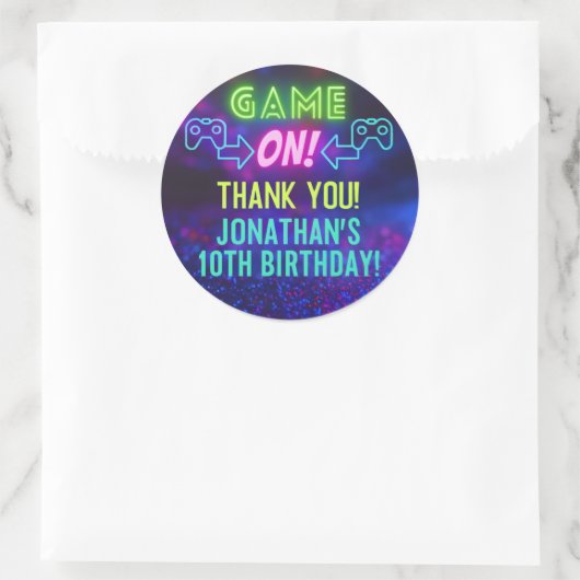 GAME ON! Neon Gaming Sticker – Jonathan’s 10th Bir ラウンドシール (バッグ)