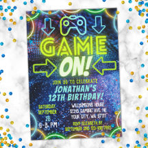 Game On Neon Glowビデオゲームゲーム誕生日パーティー