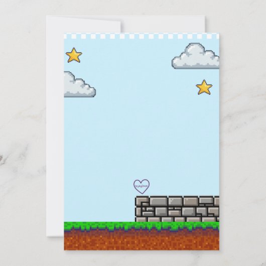 Game On! Pixel Block Game Birthday 招待状 (裏面)