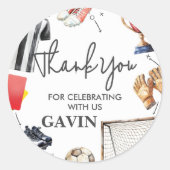 Game On Soccer Birthday ラウンドシール (正面)