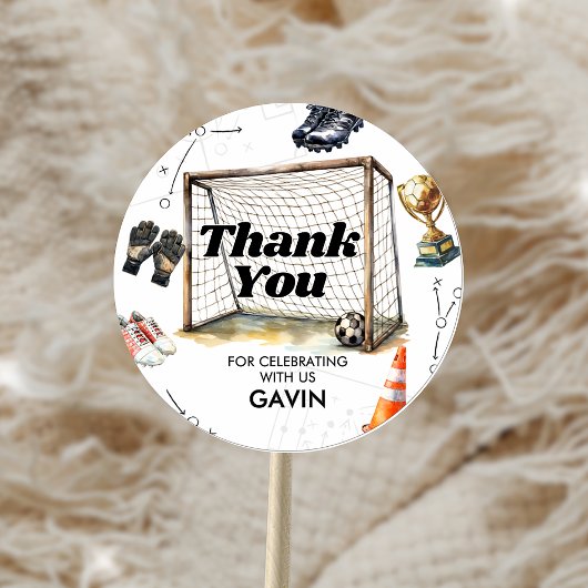 Game On Soccer Birthday Party ラウンドシール