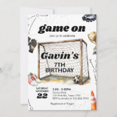 Game On Soccer Birthday Party 招待状 (正面)