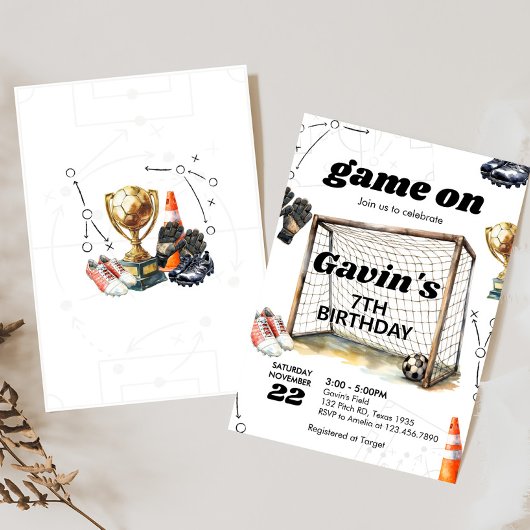 Game On Soccer Birthday Party 招待状
