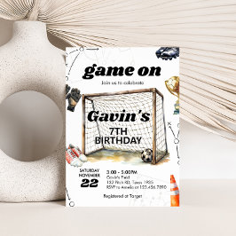 Game On Soccer Birthday Party 招待状