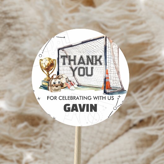 Game On Soccer Boy Birthday ラウンドシール
