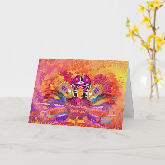 Game On Turkeys Greeting Card カード (黄色い花)