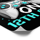 Game On Twelfth Grade Shirts, Funny Gamer Boy Back ポスター (角)