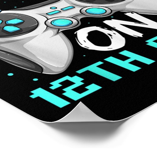 Game On Twelfth Grade Shirts, Funny Gamer Boy Back ポスター (角)