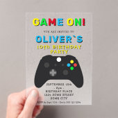 Game On Video Game Controller Gaming Birthday アクリル招待状 (インサイチュ (ポータブル))