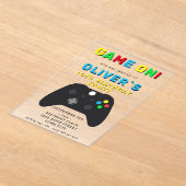 Game On Video Game Controller Gaming Birthday アクリル招待状 (レイダウン)