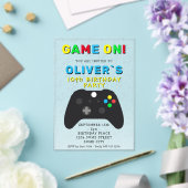 Game On Video Game Controller Gaming Birthday アクリル招待状 (インサイチュ (ウェディング))