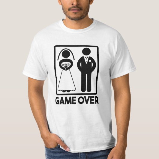 Game Over おもしろい Groom's 結婚 Shirt Tシャツ (正面)