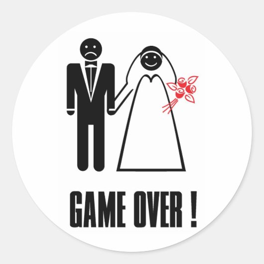 GAME OVER 結婚'sステッカー ラウンドシール (正面)