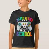 Game Over Back to School – Funny Gamer  Tシャツ (正面)