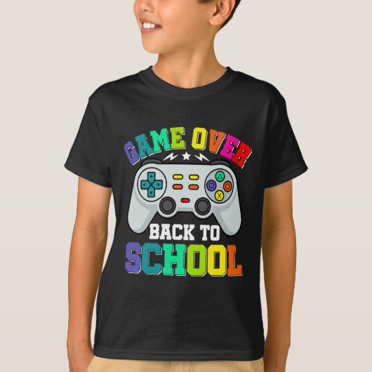 Game Over Back to School – Funny Gamer Tシャツ (正面)