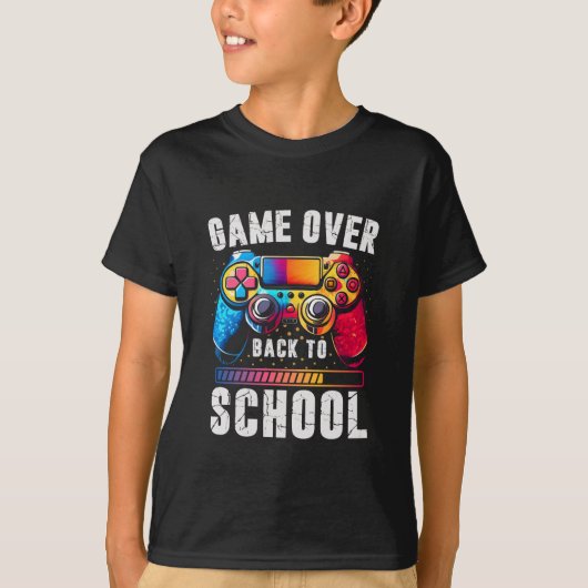 Game Over Back to School Gamer Student Kid Tシャツ (正面)