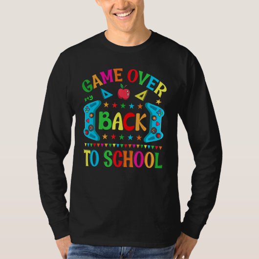 Game Over Back To School Video Game Leveled Up Boy Tシャツ (正面)