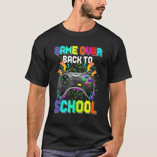 Game Over Back To School Video Game Leveled Up Boy Tシャツ (正面)