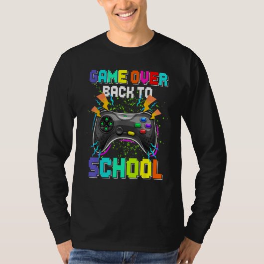Game Over Back To School Video Game Leveled Up Boy Tシャツ (正面)
