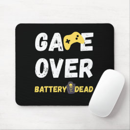 Game Over Battery Dead Funny Gamer Design マウスパッド
