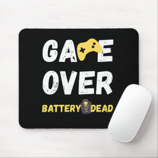 Game Over Battery Dead Funny Gamer Design マウスパッド
