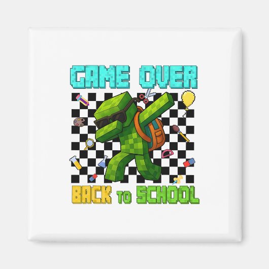 Game Over Ck To School Gamer Funny Kids First Day マグネット (正面)